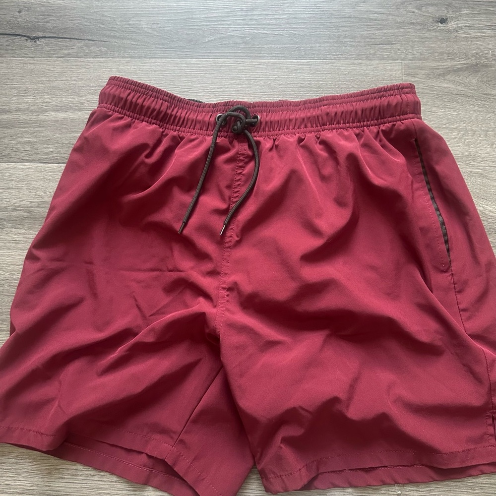 Men's Drawstring Swim Shorts - Deep Red